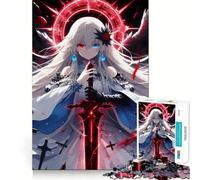 White-Haired Angel with Sword Jigsaw for Teenagers 1000 Pieces Memory Fun Game Smooth Burr Free Surface Birthday Gift Brain Teaser Toy (38x52cm)
