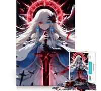 White-Haired Angel with Sword Jigsaw Puzzle 1000 Recall Fun Play Advanced Laser Cutting Tech Holiday Indoor Entertainment Toy (50x75cm)