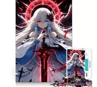 White-Haired Angel with Sword Jigsaw Puzzles for Adults 1000 Mind Boost Game Uniform Size Precise Pieces Travel-friendly Brain Game Gift (38x26cm)