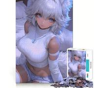 White-Haired Anime Girl 1000-piece Puzzle for Teenagers Mind Skill Fun Uniform Size Precise Pieces Relaxing Indoor Group Activity (50x75cm)