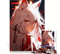 White-Haired Anime Girl 1000 Pieces Puzzles for Adults Clear Thinking Stress Relief Fun Precise Edges Lovely Gift (38x52cm)