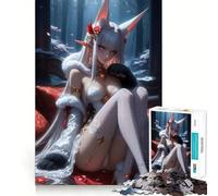 White-Haired Anime Girl in Forest 1000 Piece Jigsaws for Adults Brain Recall Game Tight Interlock No Gaps Calming Mental Break Activity (50x75cm)