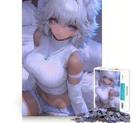 White-Haired Anime Girl Jigsaw 1000 Piece Mind Skill Play Stable Fit No Shifting Parts Enjoyable Pastime for Long Weekends (38x26cm)