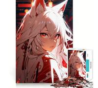 White-Haired Anime Girl Jigsaw for Adults1000 Pieces Brain Focus Game Precision Cut Smooth Edges Amusing Challenge for Waiting Time (50x75cm)