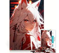 White-Haired Anime Girl Jigsaw Puzzle 1000 Pieces Mental Focus Game Precision Cut Smooth Edges Absorbing Activity for Quiet Nights (38x26cm)