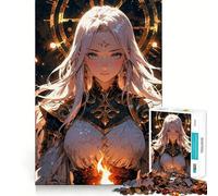 White-Haired Anime Woman Jigsaw 1000 Pieces Focus Building Toy Zero Gap Rewarding Activity for Rainy Days (38x52cm)