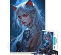 White-Haired Demon Fox Girl Puzzle for Adults 1000 Pieces Memory Play Game Firm Fit Secure Assembly Meaningful Connection Building Game (38x52cm)
