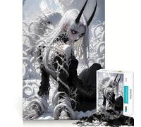 White-Haired Demon Girl 1000 Piece Adult Puzzles Logic Puzzle Play Precision Cut Smooth Edges for Family Gatherings (50x75cm)