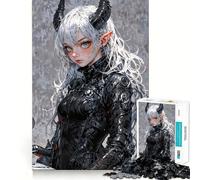 White-Haired Demon Girl Jigsaw for Teenagers 1000 Pieces Mental Improve Play Uniform Size Precise Pieces Family Fun Night Activity (38x26cm)