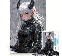 White-Haired Demon Girl Jigsaw Puzzle 1000 Pieces Focus Building Toy Firm Fit Secure Assembly Holiday Indoor Entertainment Toy (38x52cm)