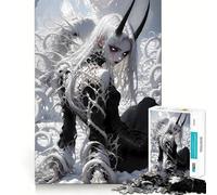 White-Haired Demon Girl Jigsaw Puzzles 1000 Mental Focus Game No Gap Tight Fitting Design Interactive Brain Challenge for Home (38x52cm)