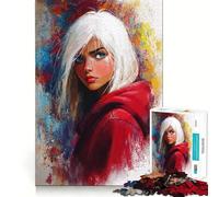 White-Haired Girl in Red 1000-piece Puzzle for Teenagers Mind Skill Fun Uniform Size Precise Pieces Relaxing Indoor Group Activity (50x75cm)