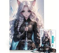 White-Haired Warrior with Sword 1000 Adult Pieces Jigsaw Puzzle Mind Challenge Toy Neat Cut Perfect Alignment Family Fun Night Activity (38x26cm)