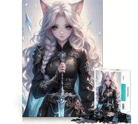 White-Haired Warrior with Sword Jigsaw for Adults 1000 Pieces Brain Memory Game Laser Cut for Flawless Fit Unique Gift for Stress Relief (50x75cm)