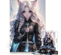White-Haired Warrior with Sword Teenager Jigsaw Puzzles 1000 Pieces Cognitive Memory Soothing Downtime Exact Cut Birthday Gift (38x26cm)