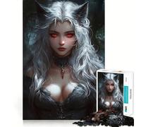 White-Haired Wolf Girl Jigsaw 1000 Piece Mind Skill Play Stable Fit No Shifting Parts Enjoyable Pastime for Long Weekends (38x52cm)