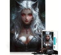 White-Haired Wolf Girl Jigsaw Puzzle 1000 Pieces Cognitive Fun Play High Precision Die Cut Unique Gift for Stress Relief (38x26cm)