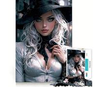 White-Haired Woman in Hat 1000 Pieces Puzzles for Teenagers Mind Boost Fun High Accuracy Cutting Craft Calming Mental Break Activity (38x26cm)