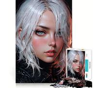 White-Haired Woman Portrait 1000-piece Puzzle for Teenagers Mind Skill Fun Uniform Size Precise Pieces Relaxing Indoor Group Activity (38x26cm)