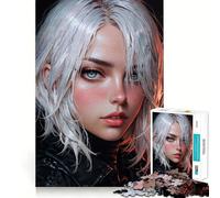 White-Haired Woman Portrait Jigsaw Puzzle 1000 Mental Recall Game High Accuracy Cutting Craft Interactive Brain Challenge for Home (50x75cm)
