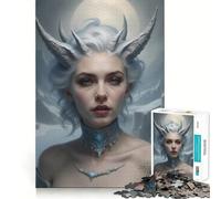 White-Haired Woman with Horns 1000 Piece Jigsaws Creative Skill Toy Tight Lock No Loose Pieces Bonding Activity for Loved Ones (38x26cm)