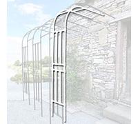 White Half Round Garden Arch Metal Wall Mounted Rose Arbor for Climbing Plants Ideal for Backyard Patio and Lawn Decor (Size: 3.5x2.67x0.5m)