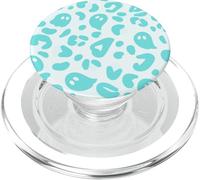 White Halloween Ghost Snow Leopard Print Cheetah Design Teal PopSockets PopGrip for MagSafe