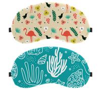 White Hand Drawn Coral Conch Shell Starfish Blue Water 2-Pack Light-Blocking Soft Breathable Eye Masks Sleep Mask Eye Patch
