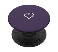 White Hand Drawn Minimalist Heart in Dark Purple PopSockets Swappable PopGrip