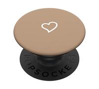 White Hand Drawn Minimalist Heart in Hazelnut Brown PopSockets Swappable PopGrip