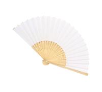 White Hand Fan - Classic Wooden Folding Fan, Oriental Paper Hand Fan | Wedding Ceremony Guest Blower, Decorative Asian Fan for Children, Girls and Adults, Cooling Summer Fan