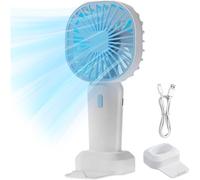 (White) Handheld Fan for Travel,Small 3 Gears Handheld Fan | Lightweight Handheld Fan with Base, Portable Table Fan for Summer, Hot Weather