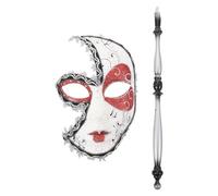 White Handheld for Women with Stick Design, Plastic Material, Fine Workmanship, for Party and Taking Photos, Elegant Half Face Stage Mask Decor