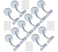 White Handrail Brackets Stair Handrail Bracket Bannister Support Handrails 63mm with Fixing Screws Rail Brackets for Stairs Handrail Holder with Rosette for Indoor and Outdoor Stairs Pack of 10.