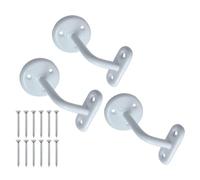 White Handrail Brackets Stair Handrail Bracket Bannister Support Handrails 63mm with Fixing Screws Rail Brackets for Stairs Handrail Holder with Rosette for Indoor and Outdoor Stairs Pack of 3.