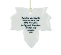 White Hanging Porcelain Leaf Decoration - “Families Are Like Branches” Sentiment - Elegant Keepsake Gift for All Occasions