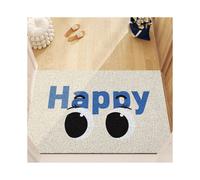 (White -Happy, 80X100cm 31.5X39.3in) Front door silk ring entrance mat, hallway floor mat, dustproof mat, dirt resistant mat, cat litter mat