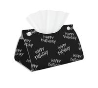 White Happy Birthday Character Leather Tissue Box Cover - Rectangular Holder Long Boxes Bag