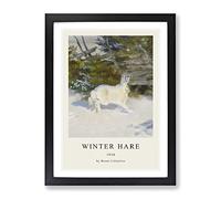 White Hare Vol.3 By Bruno Liljefors Exhibition Museum Painting Framed Print | A3 Black Framed Wall Art | Ready to Hang | Modern Animal Picture | Living Room Bedroom Lounge Office
