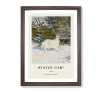 White Hare Vol.3 By Bruno Liljefors Exhibition Museum Painting Framed Print | A3 Walnut Framed Wall Art | Ready to Hang | Modern Animal Picture | Living Room Bedroom Lounge Office