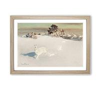 White Hare Vol.5 by Bruno Liljefors Framed Print | A2 Oak Framed Wall Art | Ready to Hang | Modern Animal Picture | Living Room Bedroom Lounge Office