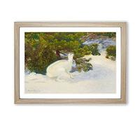 White Hare Vol.8 by Bruno Liljefors Framed Print | A2 Oak Framed Wall Art | Ready to Hang | Modern Animal Picture | Living Room Bedroom Lounge Office