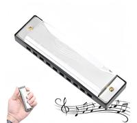 White Harmonica C,Stainless Steel Cover,10 Hole 20 Tune Diatonic Mouth Organ Harmonicas for Adults,Beginners,Gifts & Music Lovers,Blues Harp,Chromatic Harmonica,C Har/monica,Har/monica Set(White)
