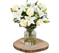 White Harmony Bouquet - Luxury Fresh White Roses & Lilies with Eucalyptus - Elegant Gift for Peace & Purity