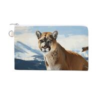 White Head Eagle Coin Purse Canvas Change Pouch with Zipper Small Cosmetic Organizer Bag Women Wallet for Car Keys, Credit Cards, Cash, Lipstick, Panther Mountain Lion, One Size