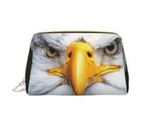 White Head Eagle Leather Handheld Zipper Makeup Bag Organizer Wallet Large Capacity Travel Makeup Bag Toiletries
