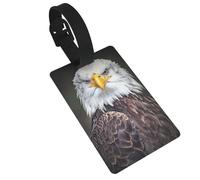 White Head Eagle Luggage Tag PVC Travel Bag Tag with Strap ID Card Label for Suitcase Backpack Carry On Baggage Identifier