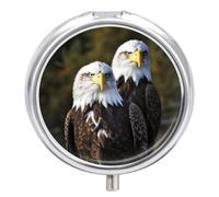 White Head Eagle Pill Box 3 Compartment Waterproof Pill Case with Mirror Portable for Purse Pocket Daily Medicine Vitamin Organizer Travel Med Container Holder for Fish Oil Supplements