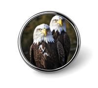 White Head Eagle Round Badge Personalized Metal Lapel Pin Badges Fit Clothing Bags Hat Humorous Printed Brooch Badge Party Decorations Accessories for Men Women