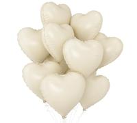 White Heart Balloons,10Pcs Cream White Foil Heart Shaped Balloons,18Inch Beige Helium Polyester Film Balloon for Valentines,Engagement,Birthday,Baby Shower,Wedding Party Decorations